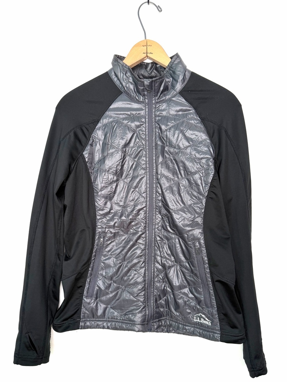 L.L. Bean Women's Hybrid Jacket Black and Gray Quilted Size Medium